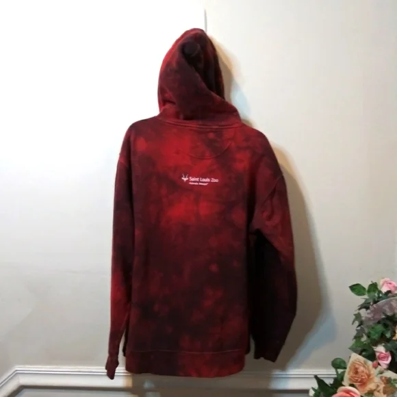 The Mountain Dinosaur Red & Black Tie Dyed Saint Louis Zoo Souvenir Hoodie - Picture 6 of 10